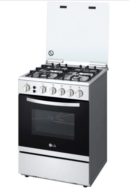 LG Cuisinière à gaz 4 Feux 60 CM, Sécurité totale, Système de chauffage  combiné, Rôtissoire